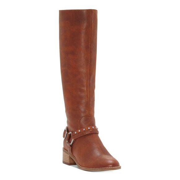 NWT LUCKY BRAND Womens Brown Moto Karesi Almond Toe Leather Riding Boot 6.5 M - Picture 1 of 5